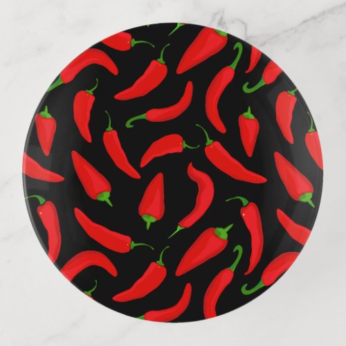 Red Chili Peppers Patterned Trinket Tray