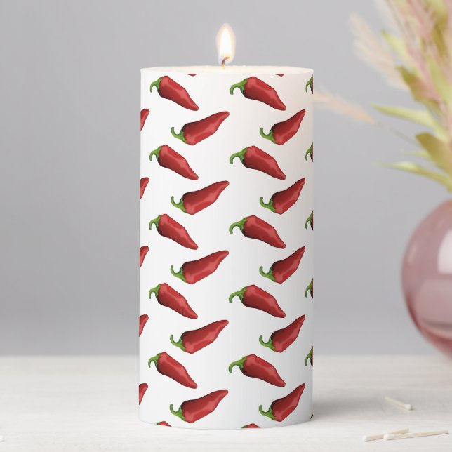 Red chili peppers pillar candle (In Situ)