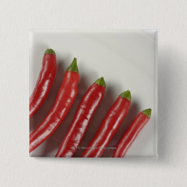 Red chili peppers pinback button (Front)