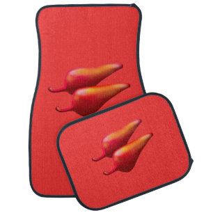 Red Chili Peppers red car mats front and rear