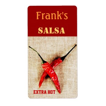 Red Chili Peppers Salsa Canning Label by myworldtravels at Zazzle