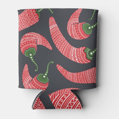 Red chili peppers seamless vintage pattern can cooler