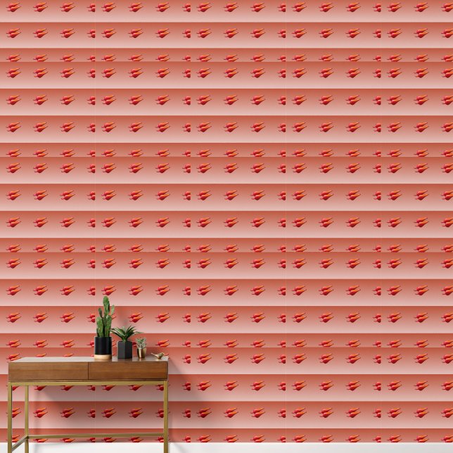 Red Chili Peppers smooth vinyl wallpaper horiz Wallpaper (Hallway)