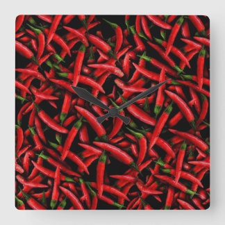Red Chili Peppers Square Wall Clock