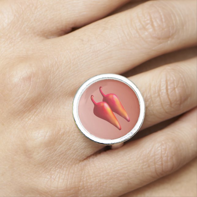 Red Chili Peppers sterling silver ring (In Situ)