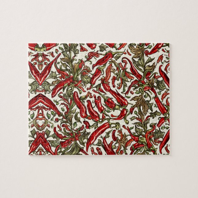 Red Chili Peppers Vintage Pattern  Jigsaw Puzzle (Horizontal)