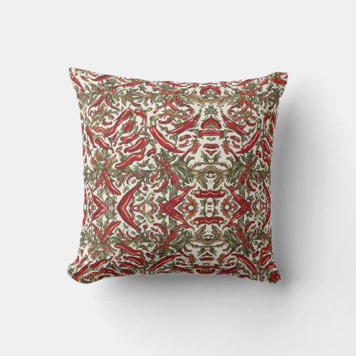 Red Chili Peppers Vintage Pattern  Outdoor Pillow