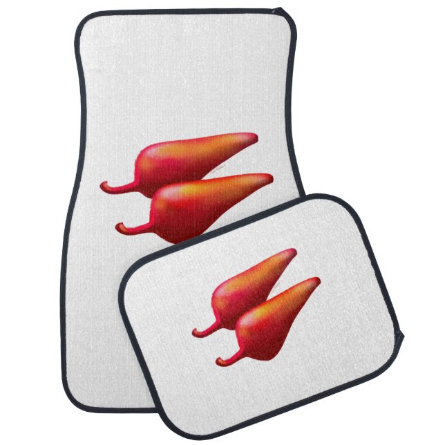 Red Chili Peppers white car mats front and rear (Set)