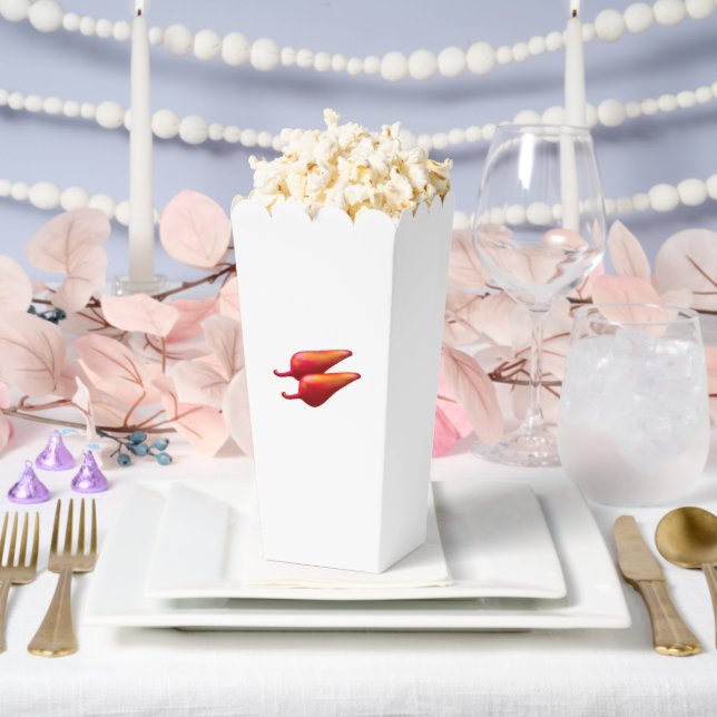 Red Chili Peppers white popcorn boxes (Wedding)