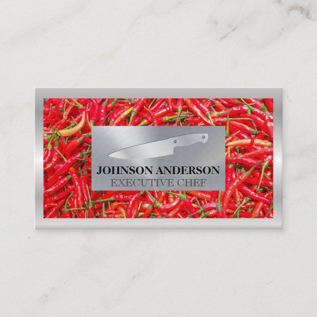 Red Chilis Background | Metal Knife and Elements Loyalty Card (Front)