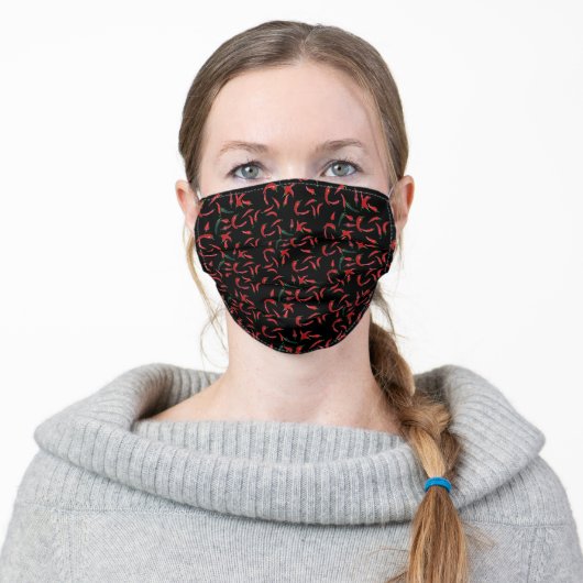 Red Chill Pepper Pattern Adult Cloth Face Mask (Worn)