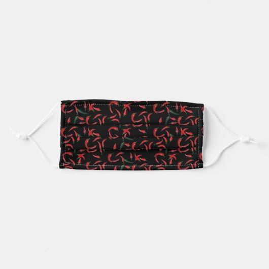 Red Chill Pepper Pattern Adult Cloth Face Mask (Front, Folded)