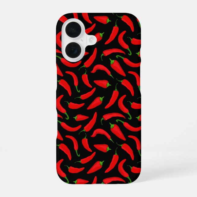 Red Chilli Peppers on Black iPhone Case (Back)