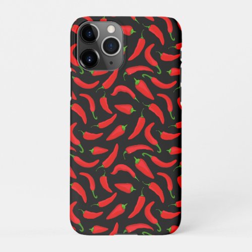 Red Chilli Peppers on Black iPhone 11Pro Case