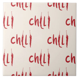 Red Chilli Peppers Pattern Ceramic Tile