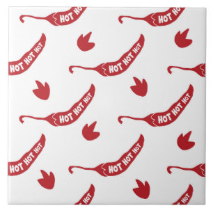 Red Chilli Peppers Pattern  Ceramic Tile