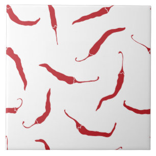 Red Chilli Peppers Pattern  Ceramic Tile