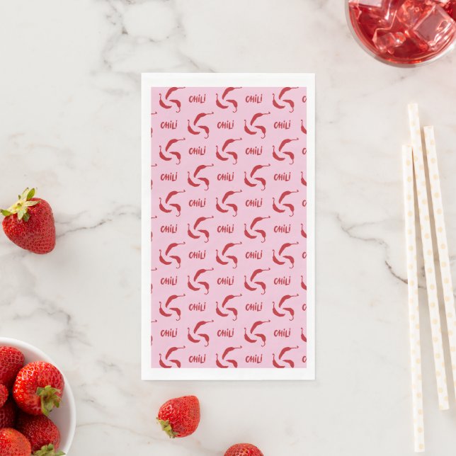 Red Chilli Peppers Pattern Paper  Guest Towels (Insitu)