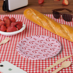Red Chilli Peppers Pattern  Paper Plates