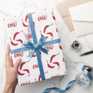 Red Chilli Peppers Pattern Wrapping Paper