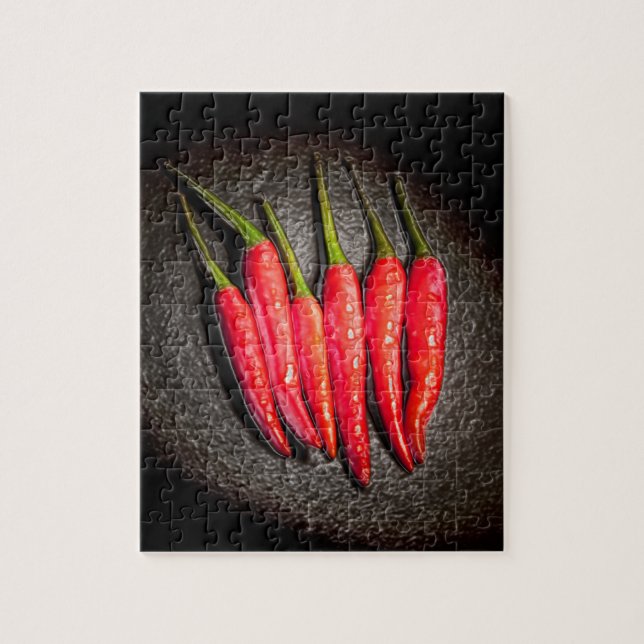 Red Chilli Peppers Puzzle/Jigsaw with Tin Jigsaw Puzzle (Vertical)