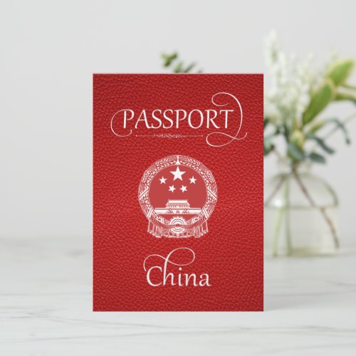 Red China Passport Save the Date Card