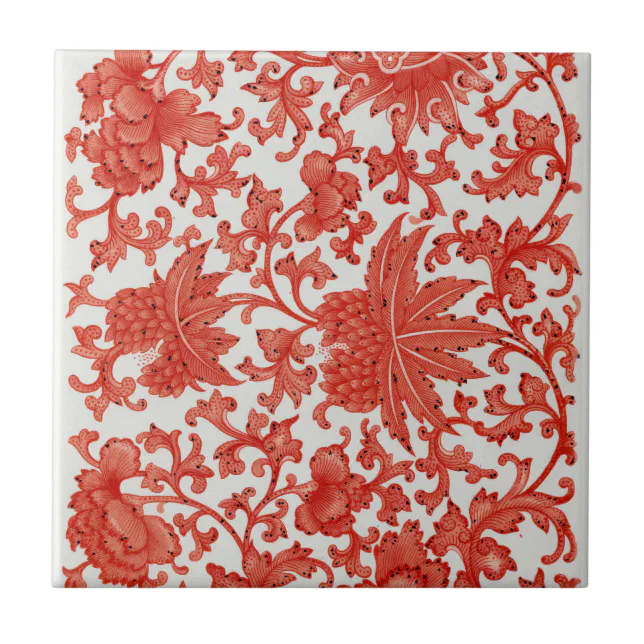 Red Chinese Antique Vintage Pattern Ceramic Tile | Zazzle