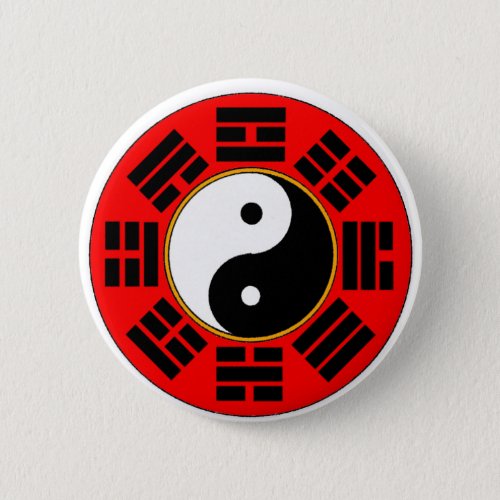 Red Chinese Balance Harmony Bagua Trigram Pinback Button