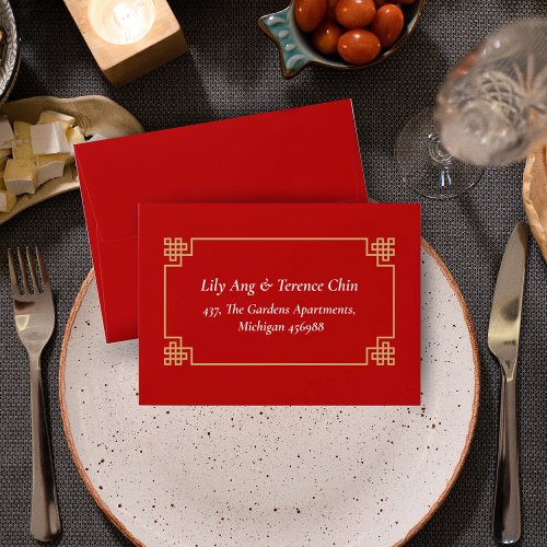 RED CHINESE CHINOISERIE WEDDING ENVELOPE
