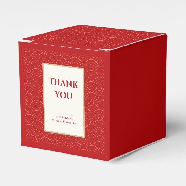 RED CHINESE CHINOISERIE WEDDING FAVOR FAVOR BOXES (Front Side)
