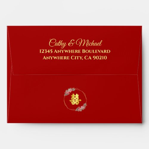 Red Chinese double happiness flower wedding Envelope