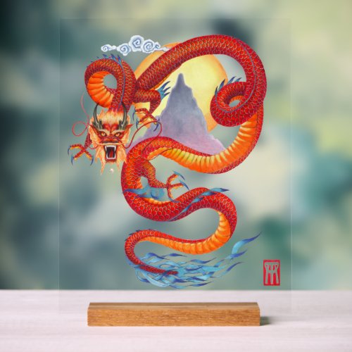 Red Chinese Dragon Acrylic Sign