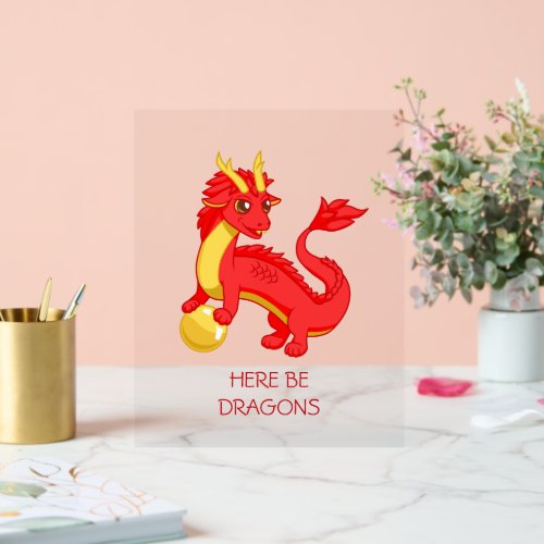 Red Chinese Dragon Acrylic Sign