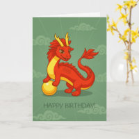 Red Chinese Dragon Birthday Blank