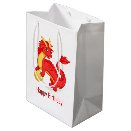Red Chinese Dragon Birthday Medium Gift Bag