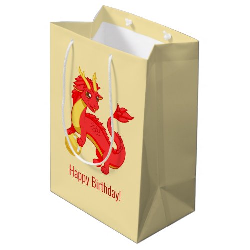 Red Chinese Dragon Birthday Yellow Medium Gift Bag