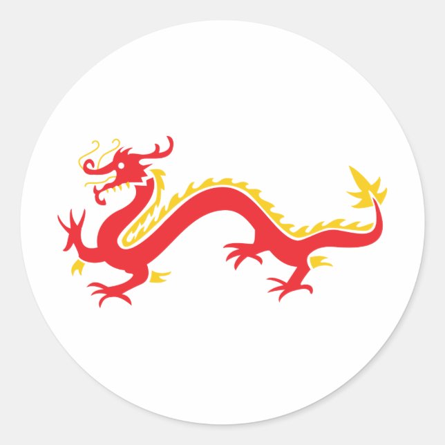Red Chinese Dragon Classic Round Sticker (Front)