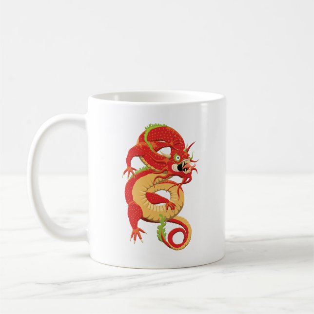 Red Chinese Dragon Coffee Mug (Left)