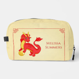 Red Chinese Dragon Custom Name Dopp Kit