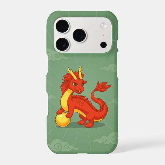 Red Chinese Dragon Custom Name Green Iphone Case (Back)
