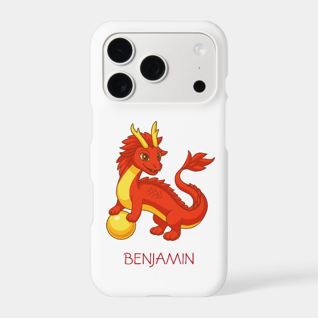 Red Chinese Dragon Custom Name Iphone Case (Back)