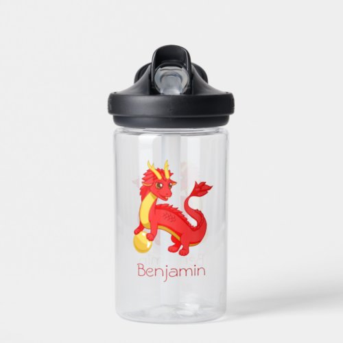 Red Chinese Dragon Custom Name Water Bottle