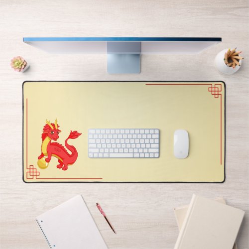 Red Chinese Dragon Desk Mat