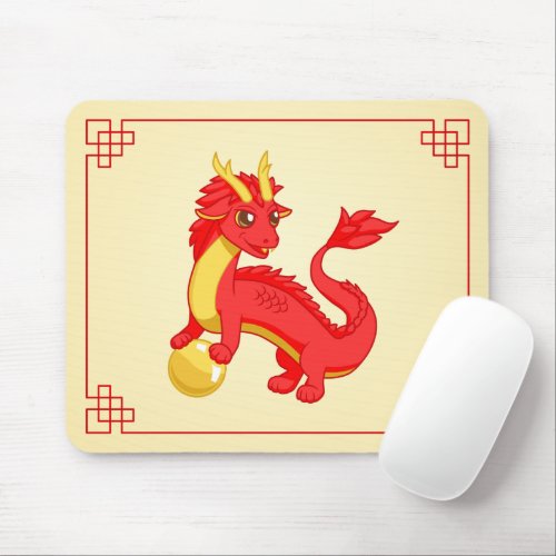 Red Chinese Dragon Mouse Pad