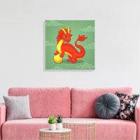 Red Chinese Dragon on Green