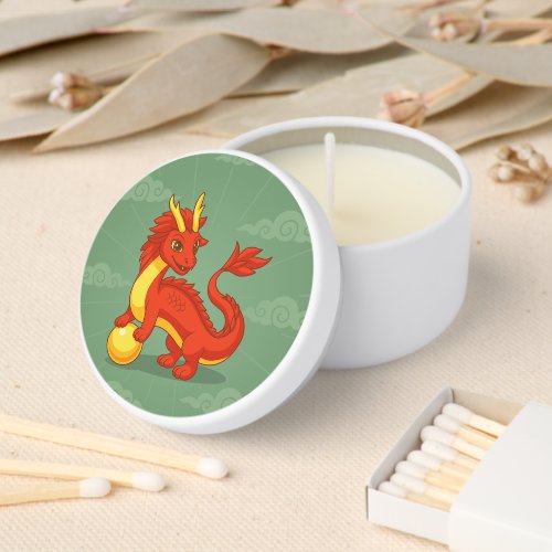 Red Chinese Dragon on Green Mini Candle Favors