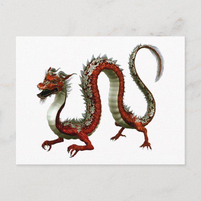 Red Chinese Dragon Postcard (Front)