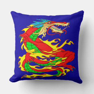 Red Chinese Dragon Throw Pillow