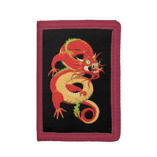 Red Chinese Dragon Tri-fold Wallet