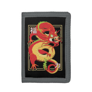 Red Chinese Dragon Tri-fold Wallet